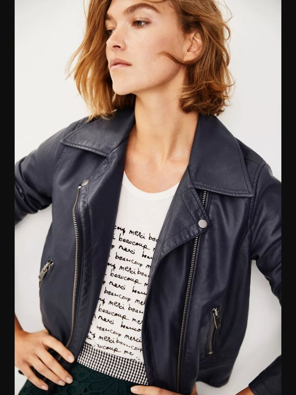 Anthropologie Shrunken *Vegan* Leather Moto Jacket